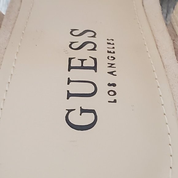 Women's GUESS Mia Double Strap Sparkly Kitten heels. Beige with clear strap 6.5M - Picture 7 of 14